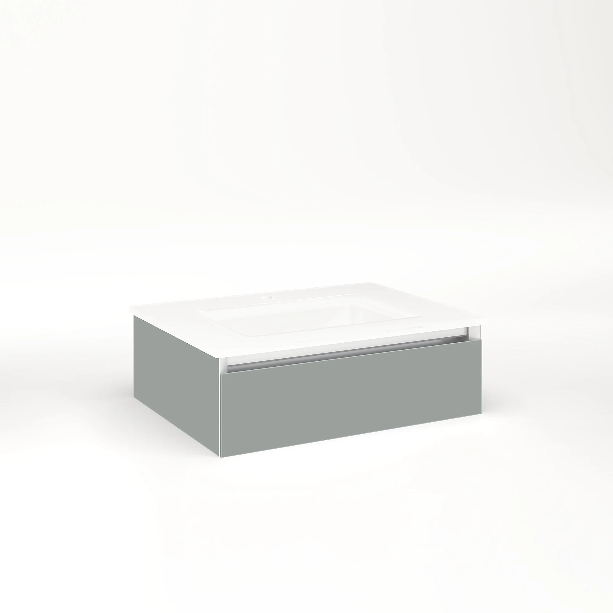 robern VM24H1D18F27L Cartesian Vanity, 24" x 7-1/2" x 18", Matte Gray, Full Drawer, Night Light, 5000K Temperature (Cool Light)