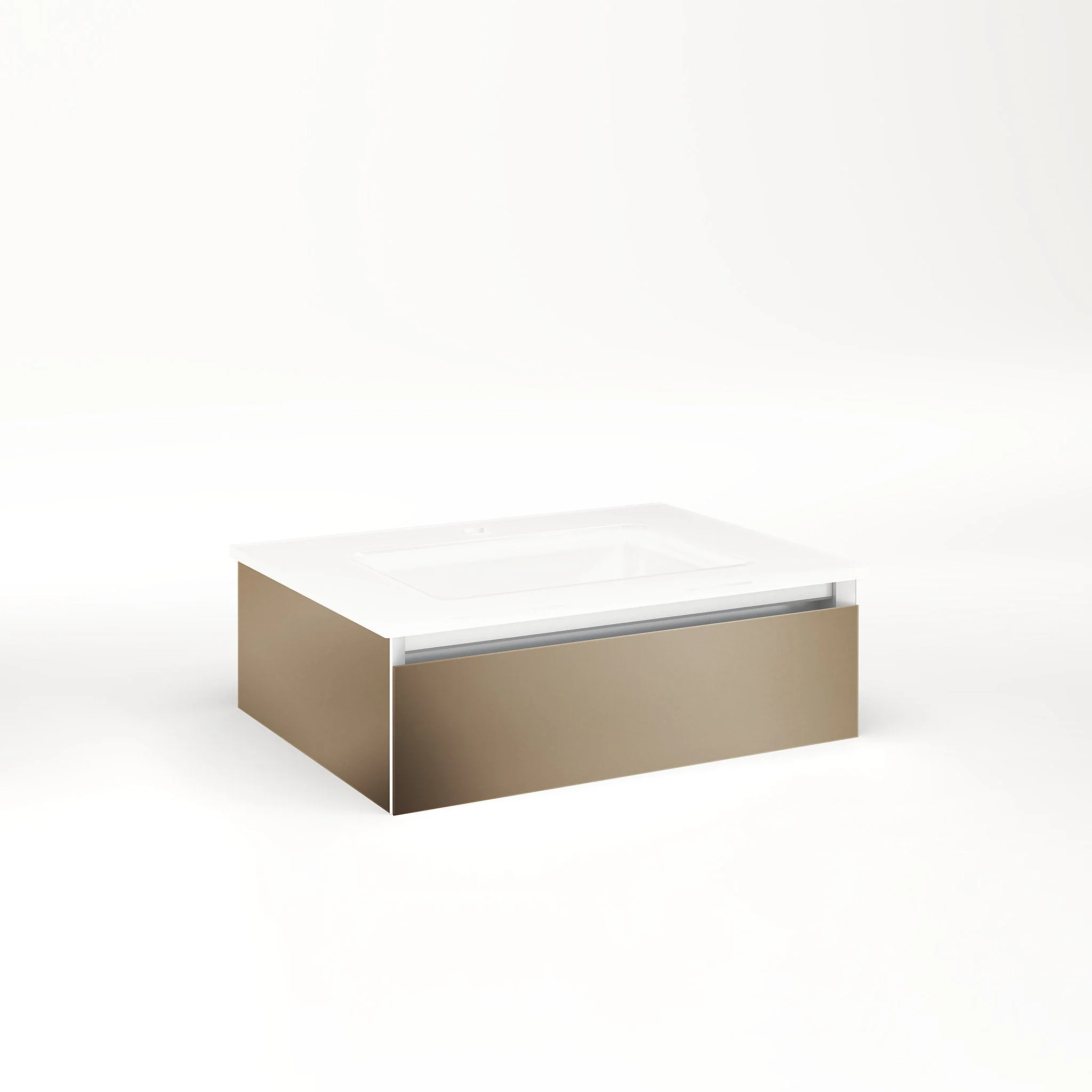 robern VM24H1D18P12L Cartesian Vanity, 24" x 7-1/2" x 18", Satin Bronze, Plumbing Drawer, Night Light, 5000K Temperature (Cool Light)