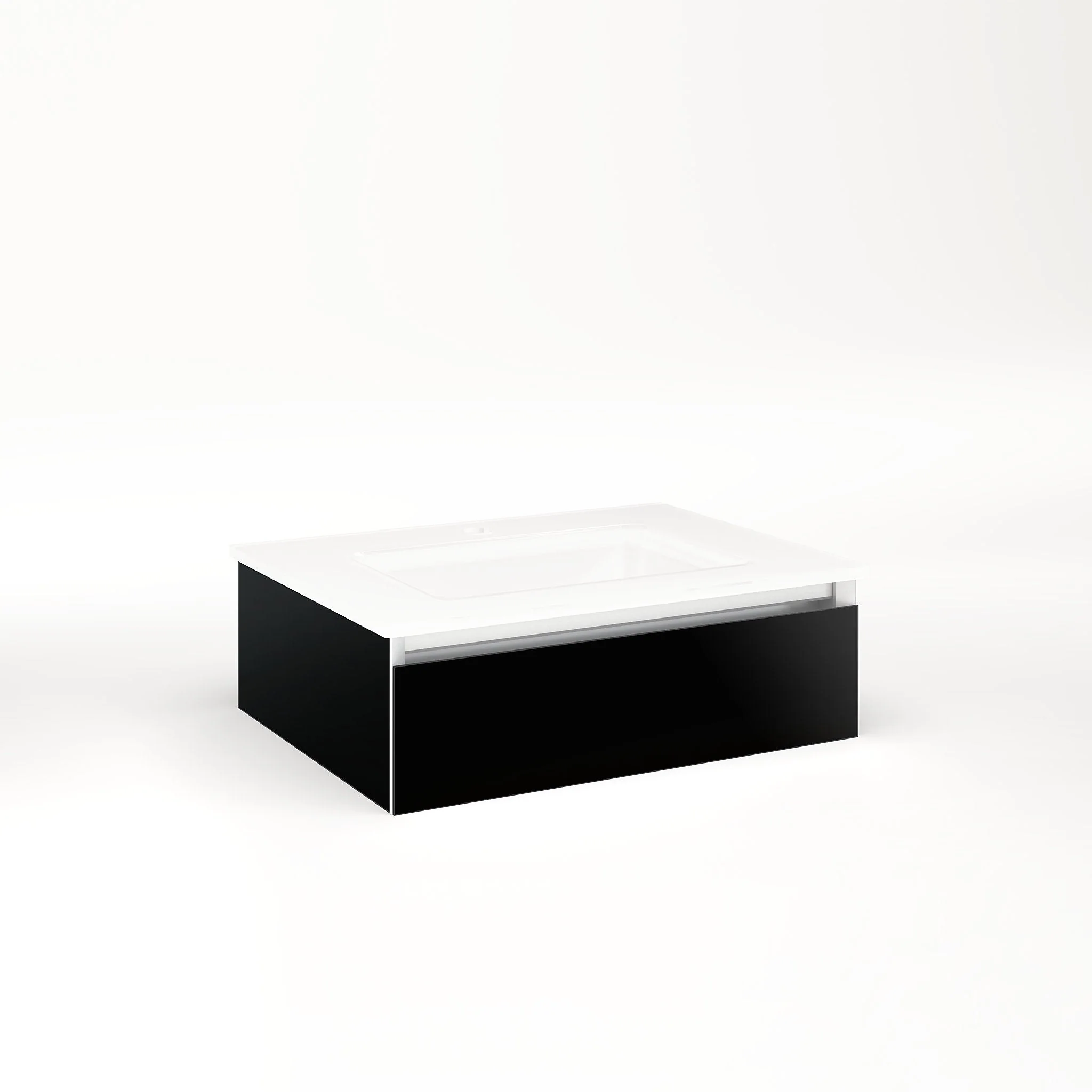 robern VM24H1D18T20S Cartesian Vanity, 24" x 7-1/2" x 18", Black, Tip Out Drawer, Selectable Night Light, 2700K/4000K Temperature (Warm/Cool Light)