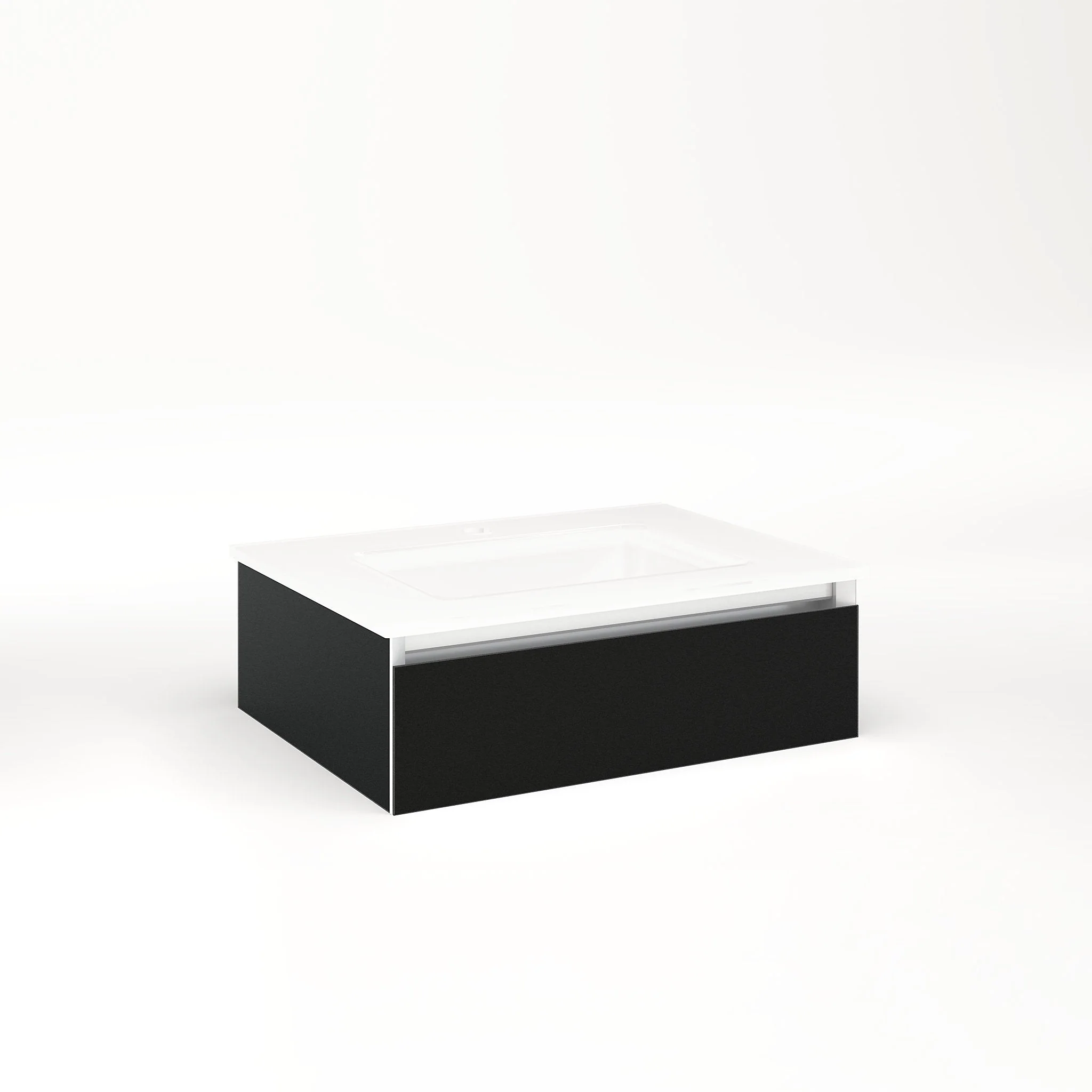 robern VM24H1D18T28N Cartesian Vanity, 24" x 7-1/2" x 18", Matte Black, Tip Out Drawer, No Night Light