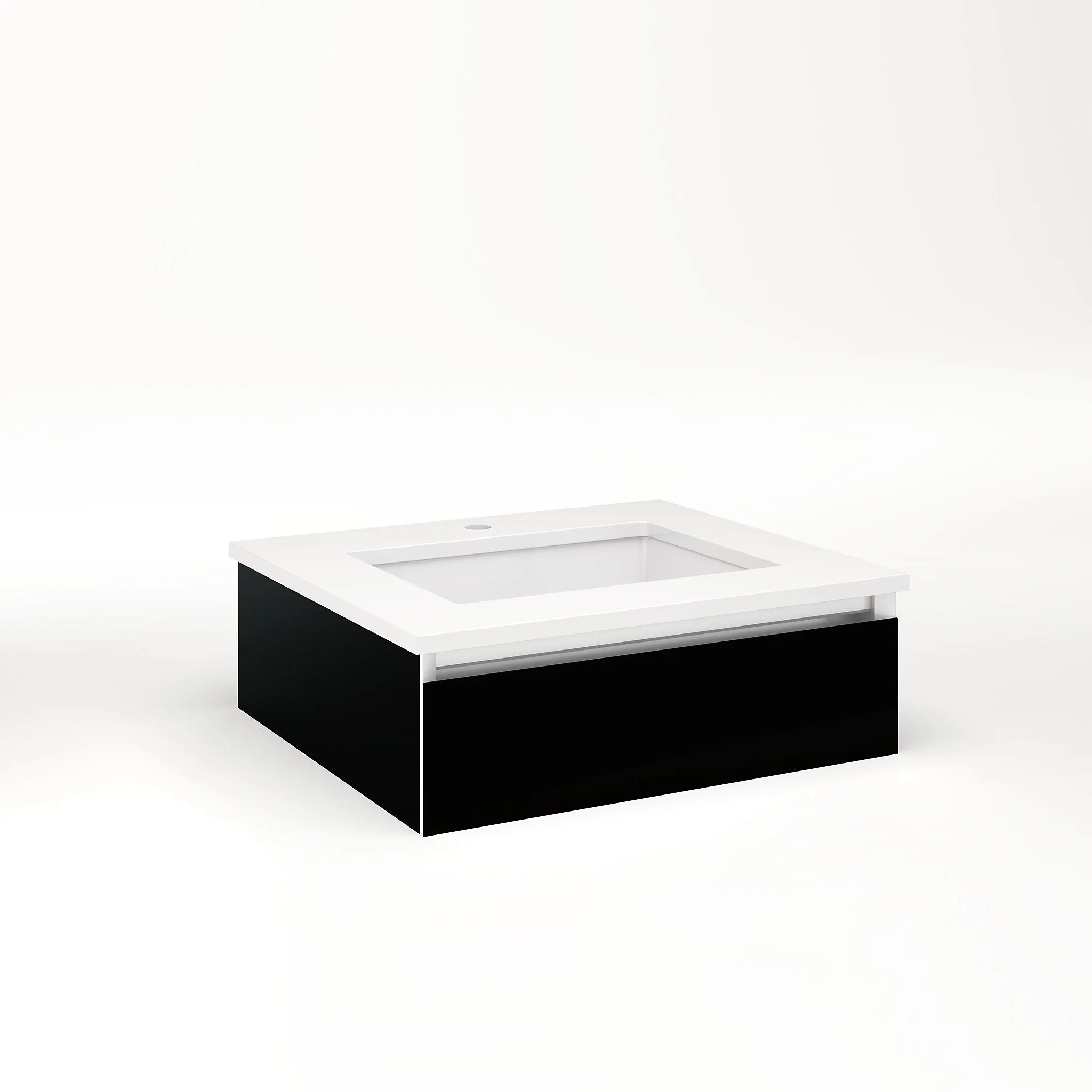 robern VM24H1D21F20S Cartesian Vanity, 24" x 7-1/2" x 21", Black, Full Drawer, Selectable Night Light, 2700K/4000K Temperature (Warm/Cool Light)