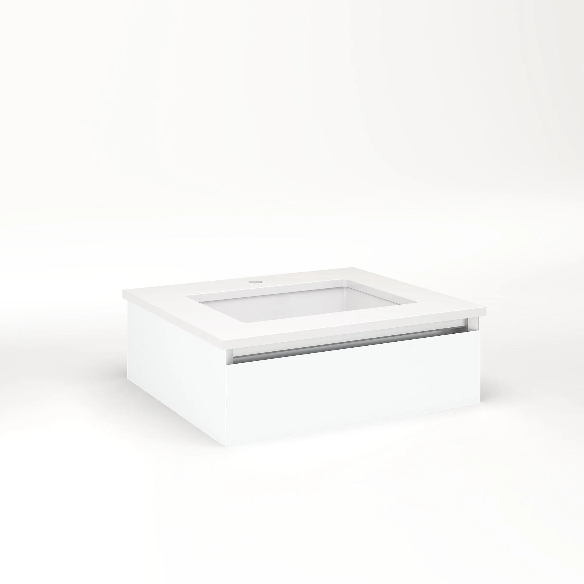 robern VM24H1D21F26L Cartesian Vanity, 24" x 7-1/2" x 21", Matte White, Full Drawer, Night Light, 5000K Temperature (Cool Light)