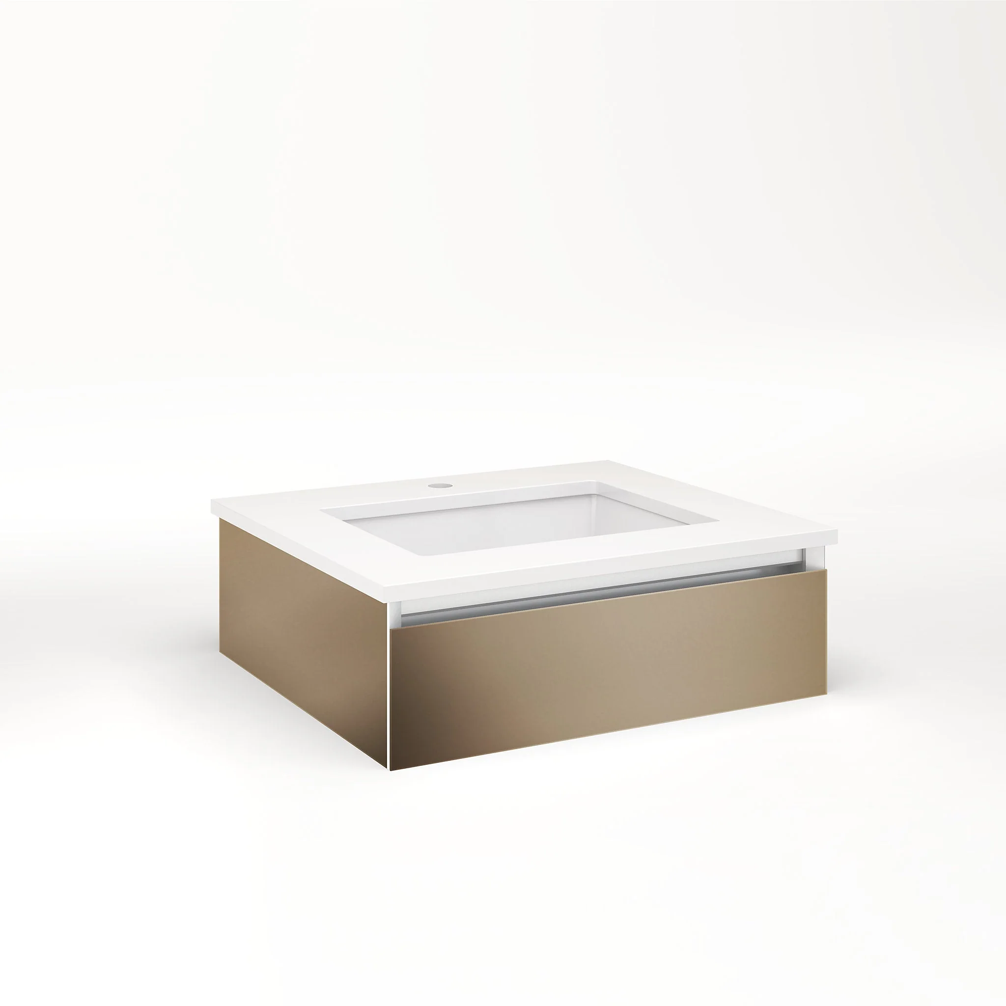 robern VM24H1D21P12L Cartesian Vanity, 24" x 7-1/2" x 21", Satin Bronze, Plumbing Drawer, Night Light, 5000K Temperature (Cool Light)