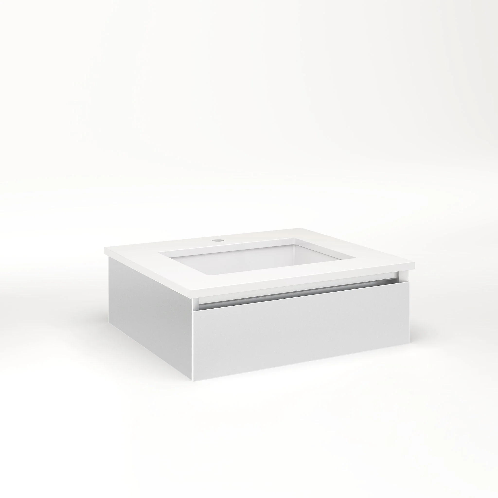 robern VM24H1D21P19L Cartesian Vanity, 24" x 7-1/2" x 21", Satin White, Plumbing Drawer, Night Light, 5000K Temperature (Cool Light)