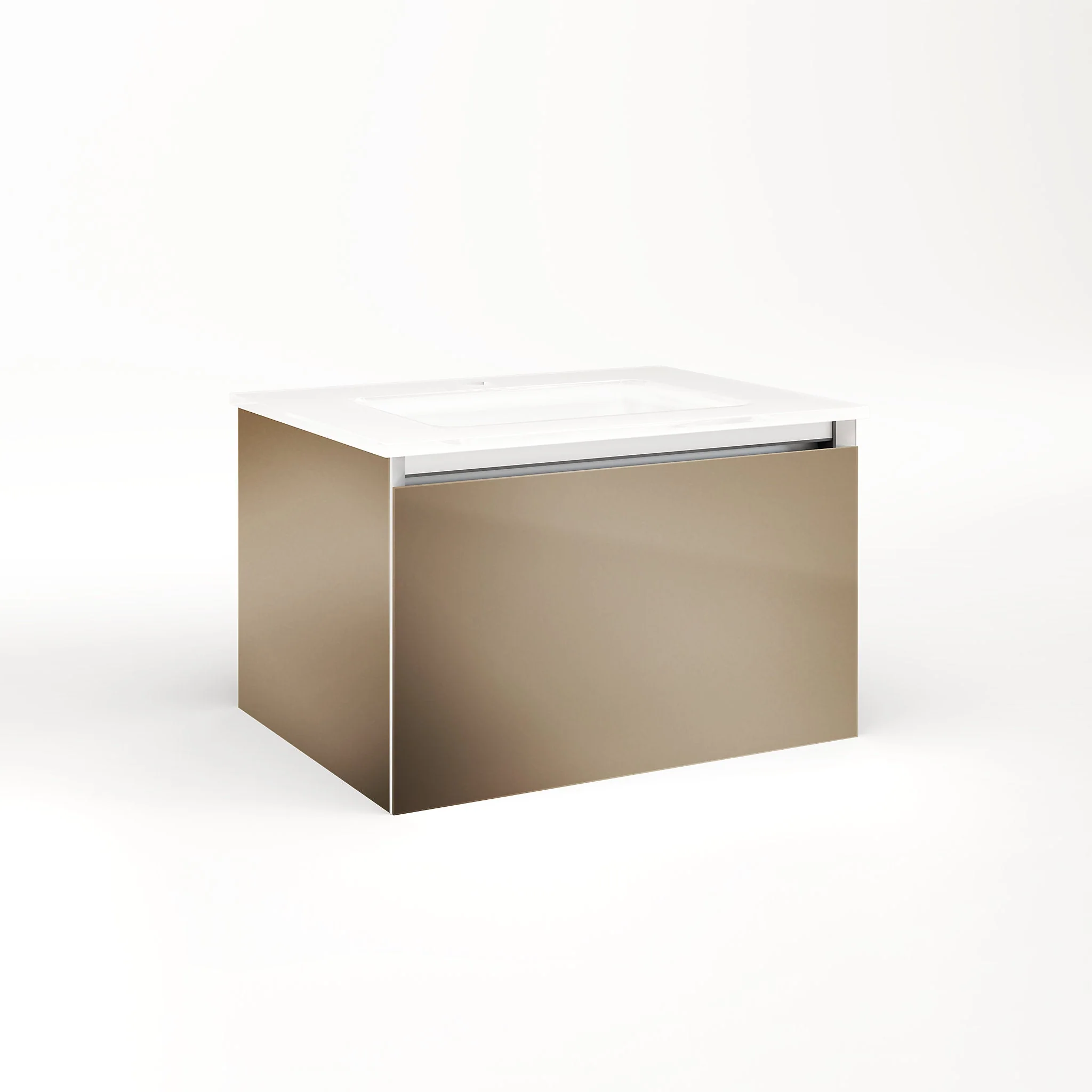 robern VM24H2D18P12S Cartesian Vanity, 24" x 15" x 18", Satin Bronze, Plumbing Drawer, Selectable Night Light, 2700K/4000K Temperature (Warm/Cool Light)