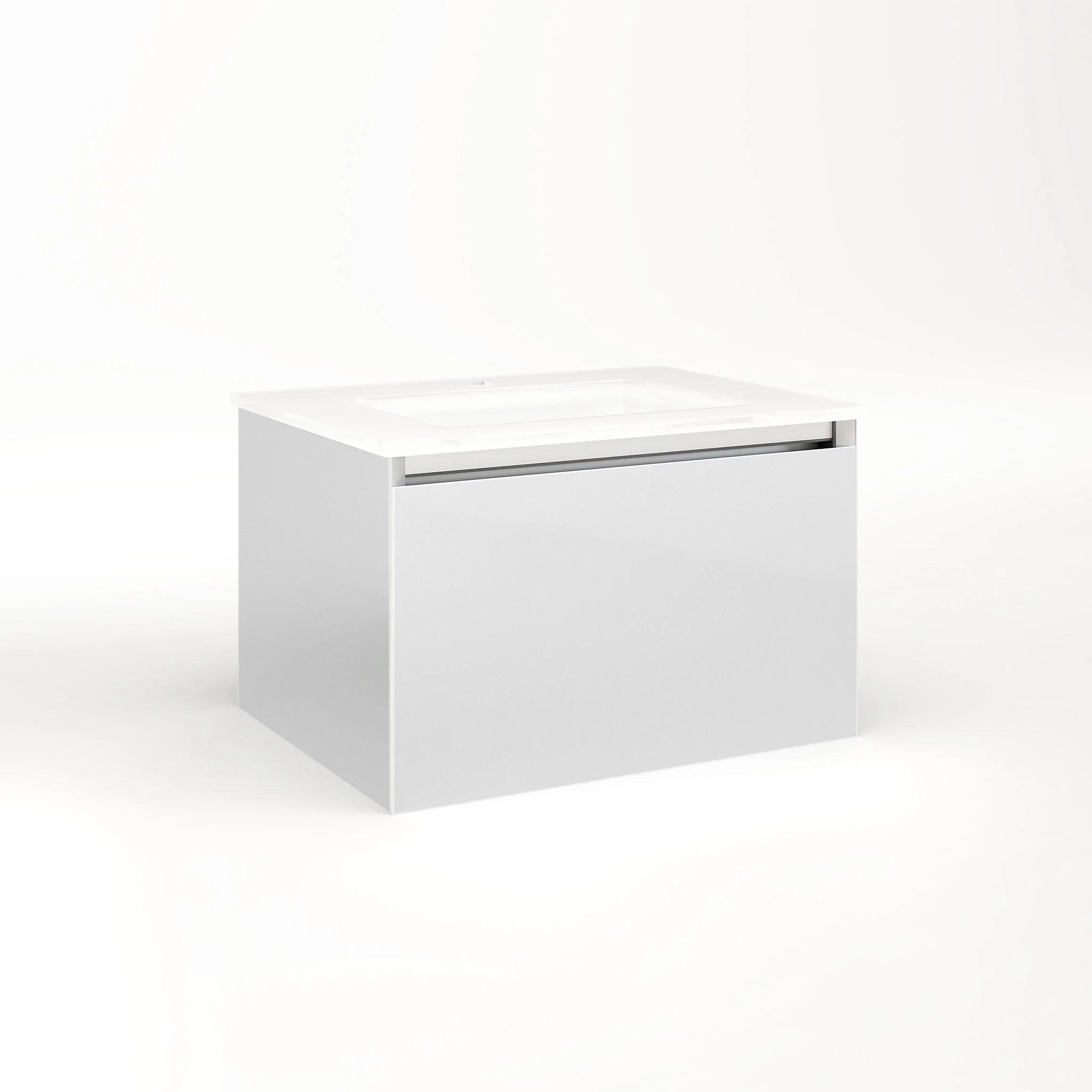 robern VM24H2D18P19L Cartesian Vanity, 24" x 15" x 18", Satin White, Plumbing Drawer, Night Light, 5000K Temperature (Cool Light)
