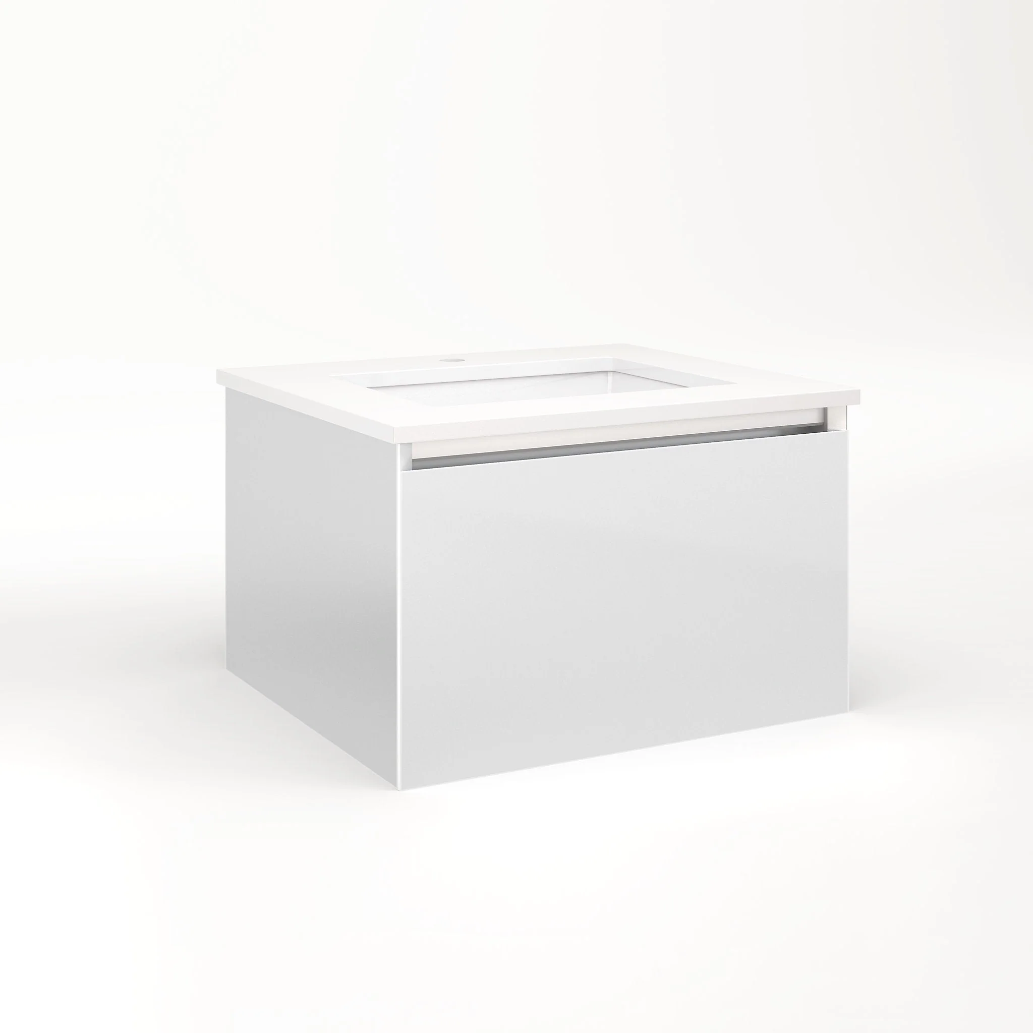 robern VM24H2D21F19L Cartesian Vanity, 24" x 15" x 21", Satin White, Full Drawer, Night Light, 5000K Temperature (Cool Light)