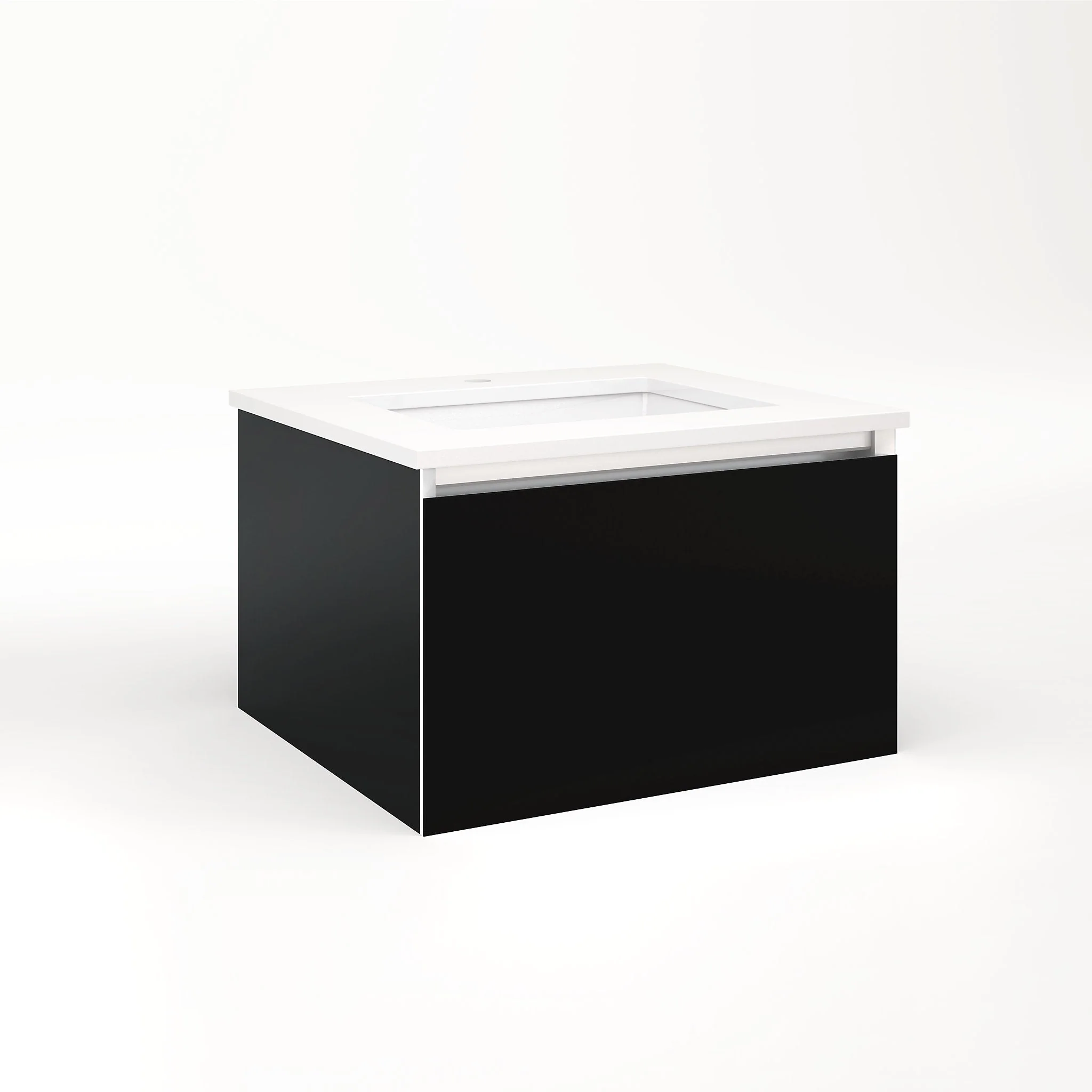 robern VM24H2D21P20N Cartesian Vanity, 24" x 15" x 21", Black, Plumbing Drawer, No Night Light