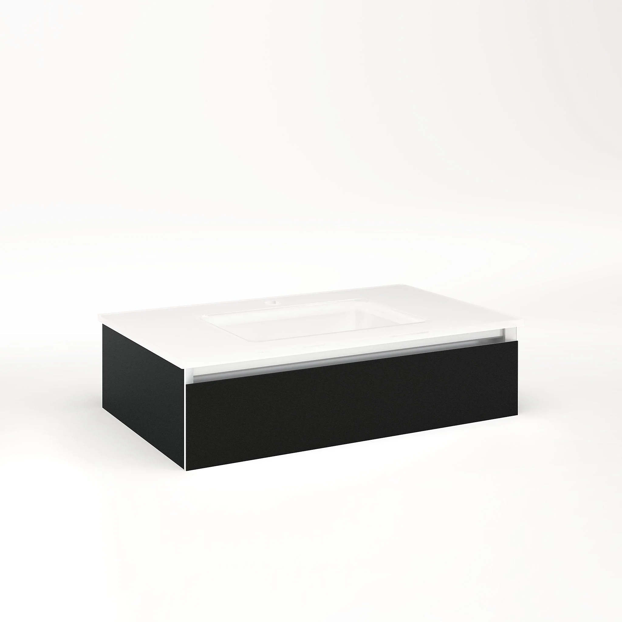 robern VM30H1D18F20S Cartesian Vanity, 30" x 7-1/2" x 18", Black, Full Drawer, Selectable Night Light, 2700K/4000K Temperature (Warm/Cool Light)