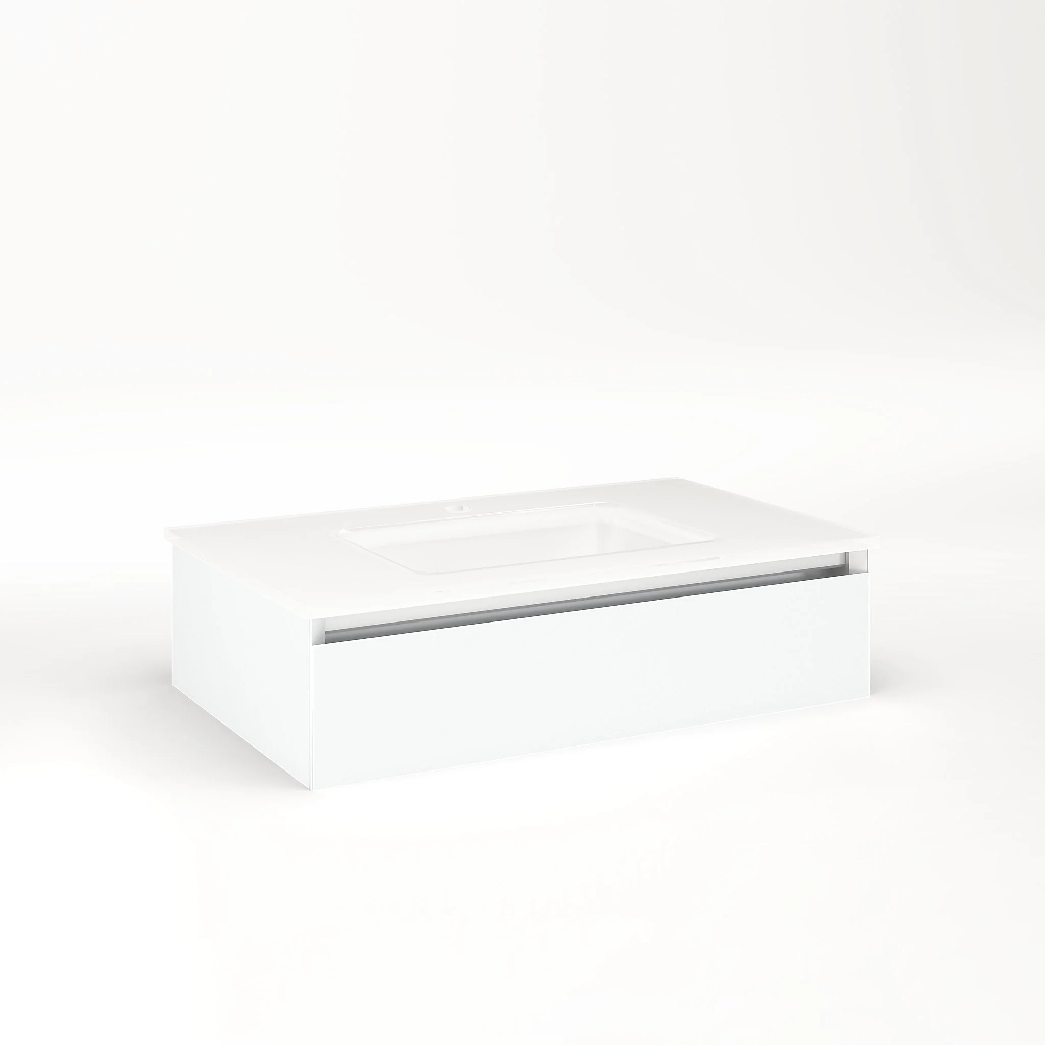 robern VM30H1D18F26L Cartesian Vanity, 30" x 7-1/2" x 18", Matte White, Full Drawer, Night Light, 5000K Temperature (Cool Light)