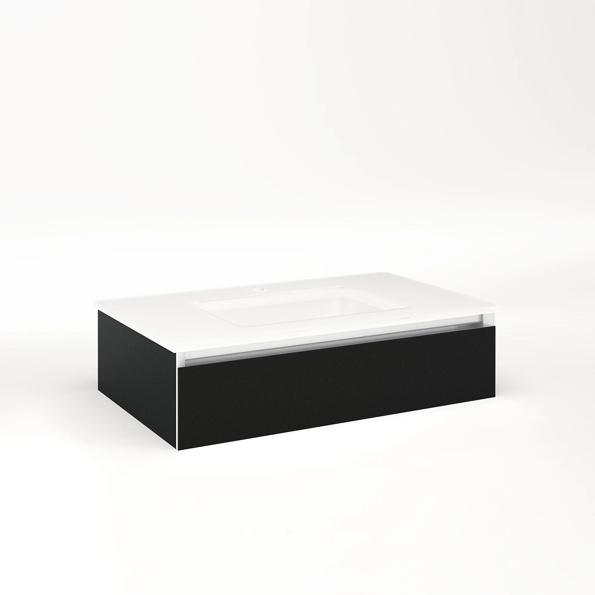 robern VM30H1D18F28L Cartesian Vanity, 30" x 7-1/2" x 18", Matte Black, Full Drawer, Night Light, 5000K Temperature (Cool Light)