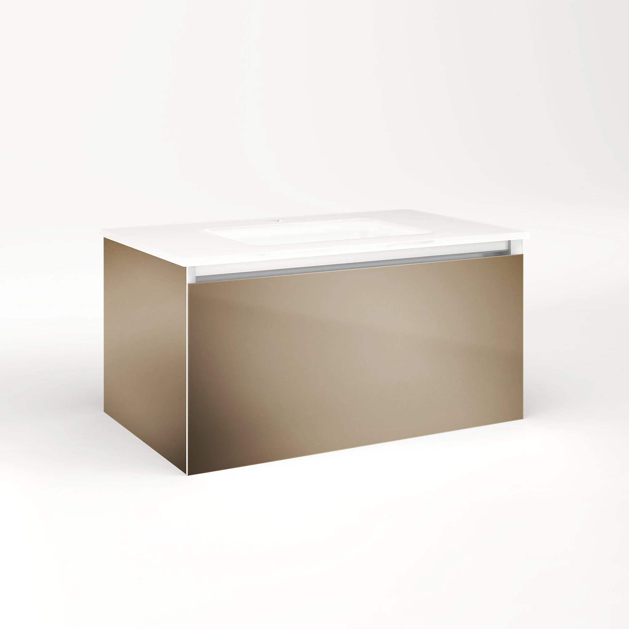 robern VM30H2D18P12L Cartesian Vanity, 30" x 15" x 18", Satin Bronze, Plumbing Drawer, Night Light, 5000K Temperature (Cool Light)