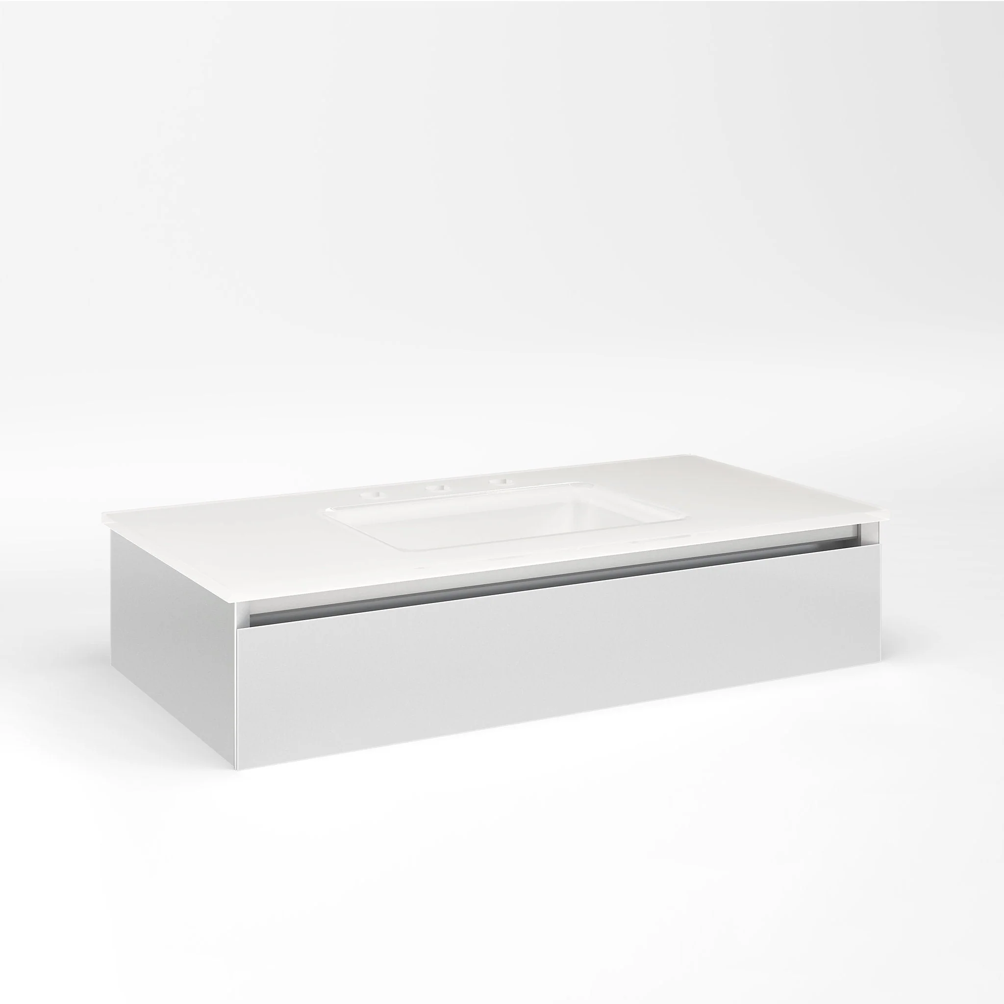 robern VM36H1D18F19L Cartesian Vanity, 36" x 7-1/2" x 18", Satin White, Full Drawer, Night Light, 5000K Temperature (Cool Light)