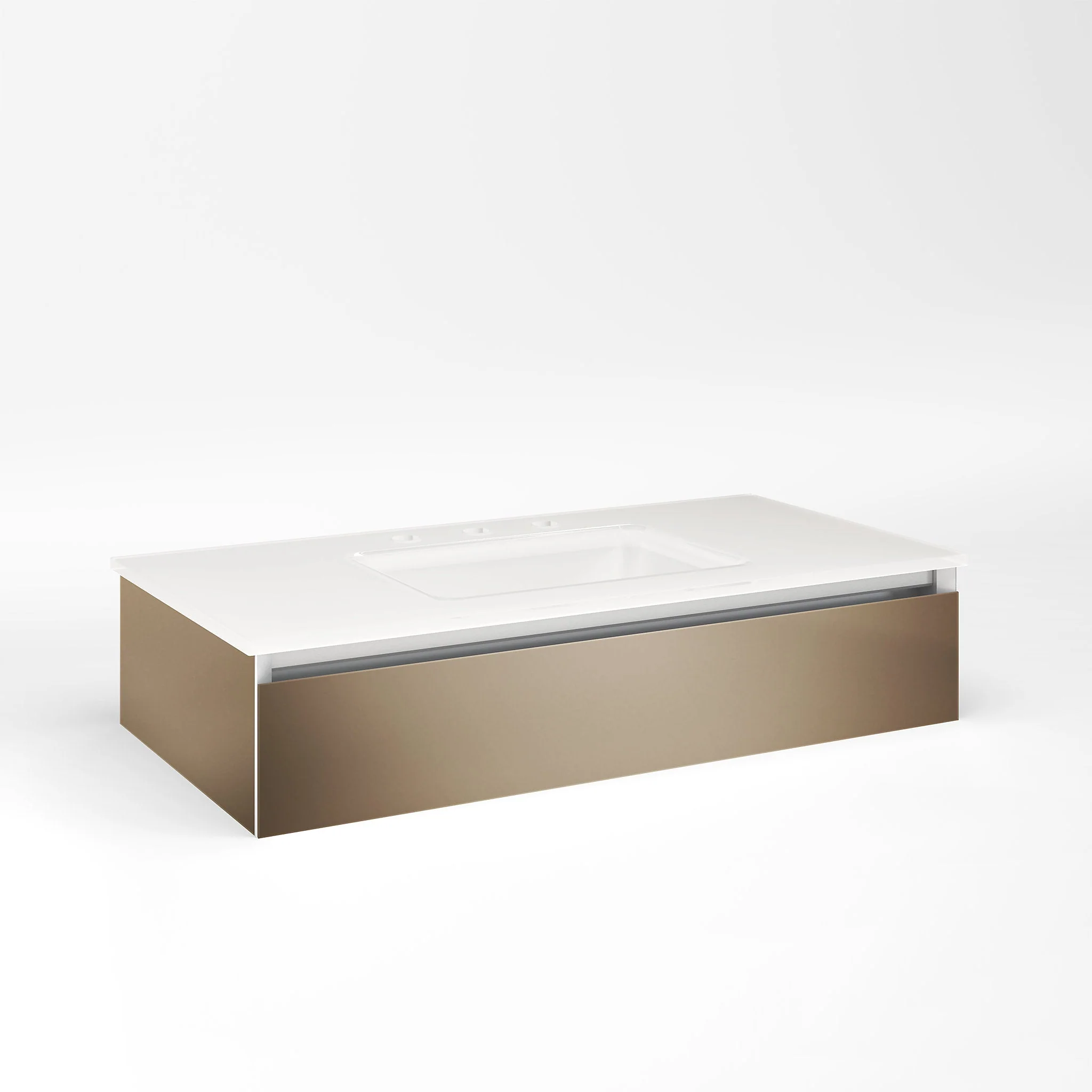 robern VM36H1D18P12L Cartesian Vanity, 36" x 7-1/2" x 18", Satin Bronze, Plumbing Drawer, Night Light, 5000K Temperature (Cool Light)