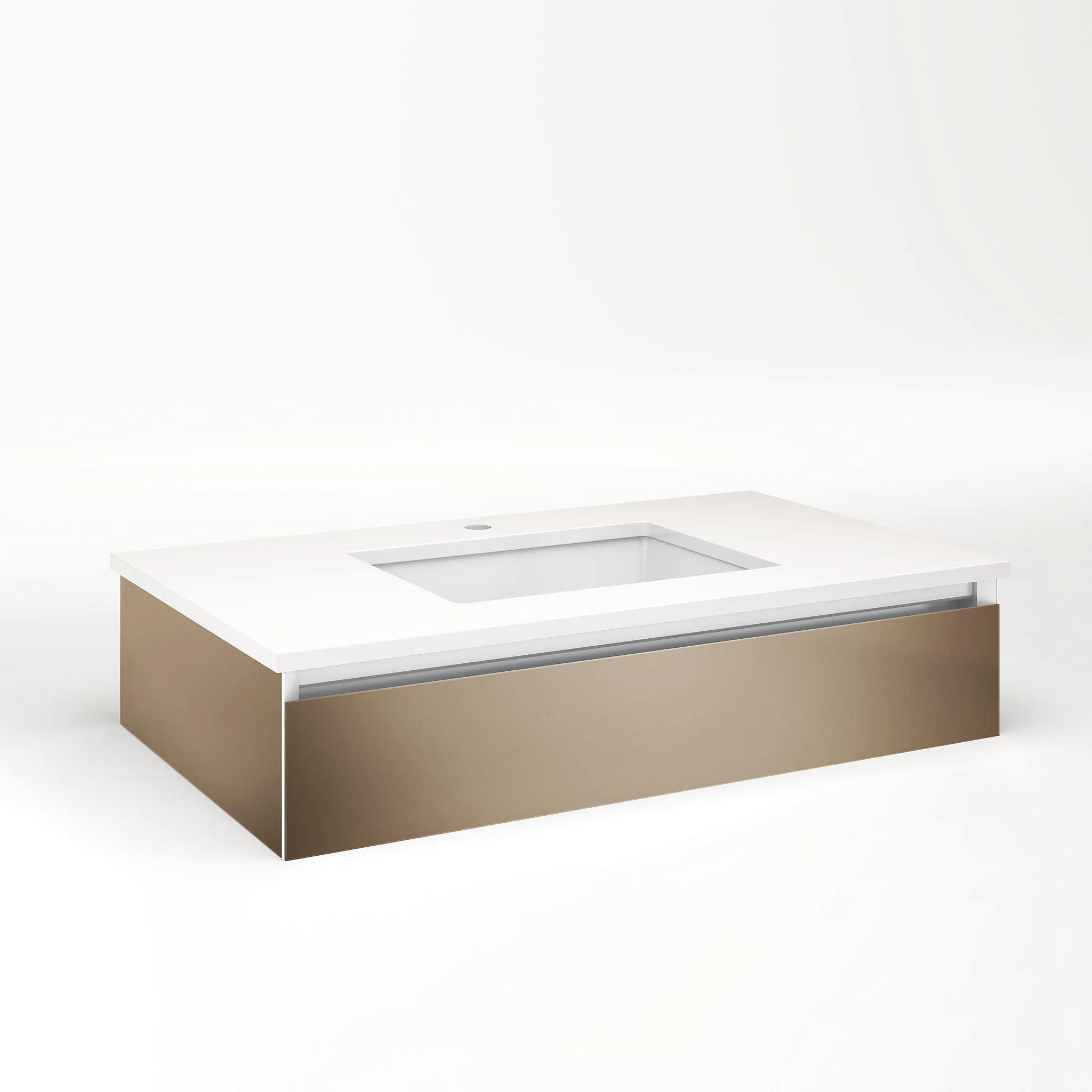 robern VM36H1D21P12L Cartesian Vanity, 36" x 7-1/2" x 21", Satin Bronze, Plumbing Drawer, Night Light, 5000K Temperature (Cool Light)