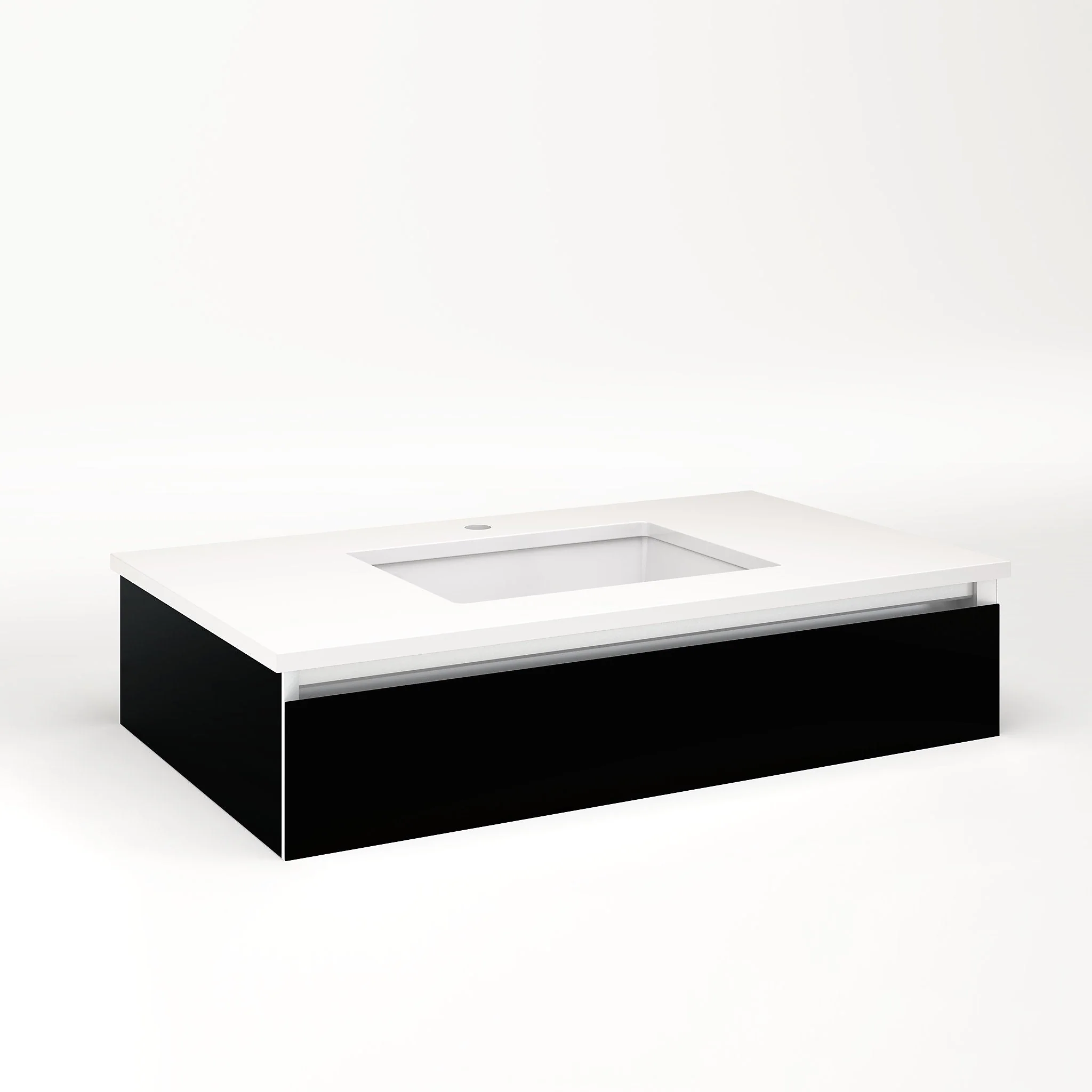 robern VM36H1D21P20L Cartesian Vanity, 36" x 7-1/2" x 21", Black, Plumbing Drawer, Night Light, 5000K Temperature (Cool Light)
