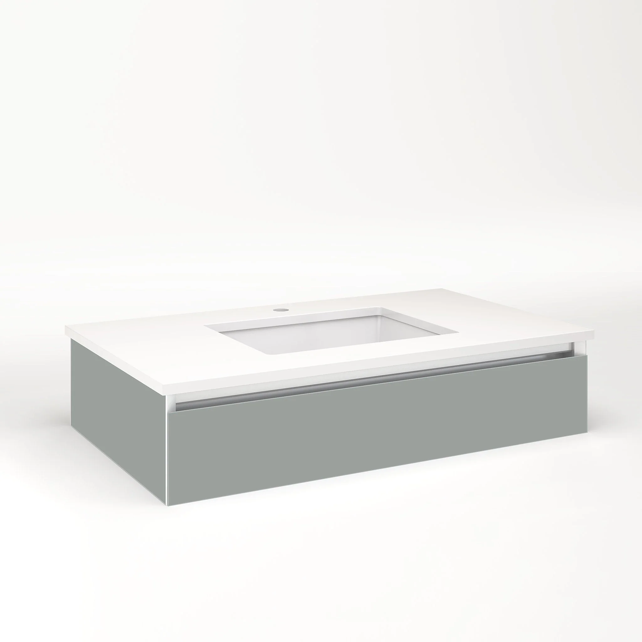 robern VM36H1D21P27L Cartesian Vanity, 36" x 7-1/2" x 21", Matte Gray, Plumbing Drawer, Night Light, 5000K Temperature (Cool Light)