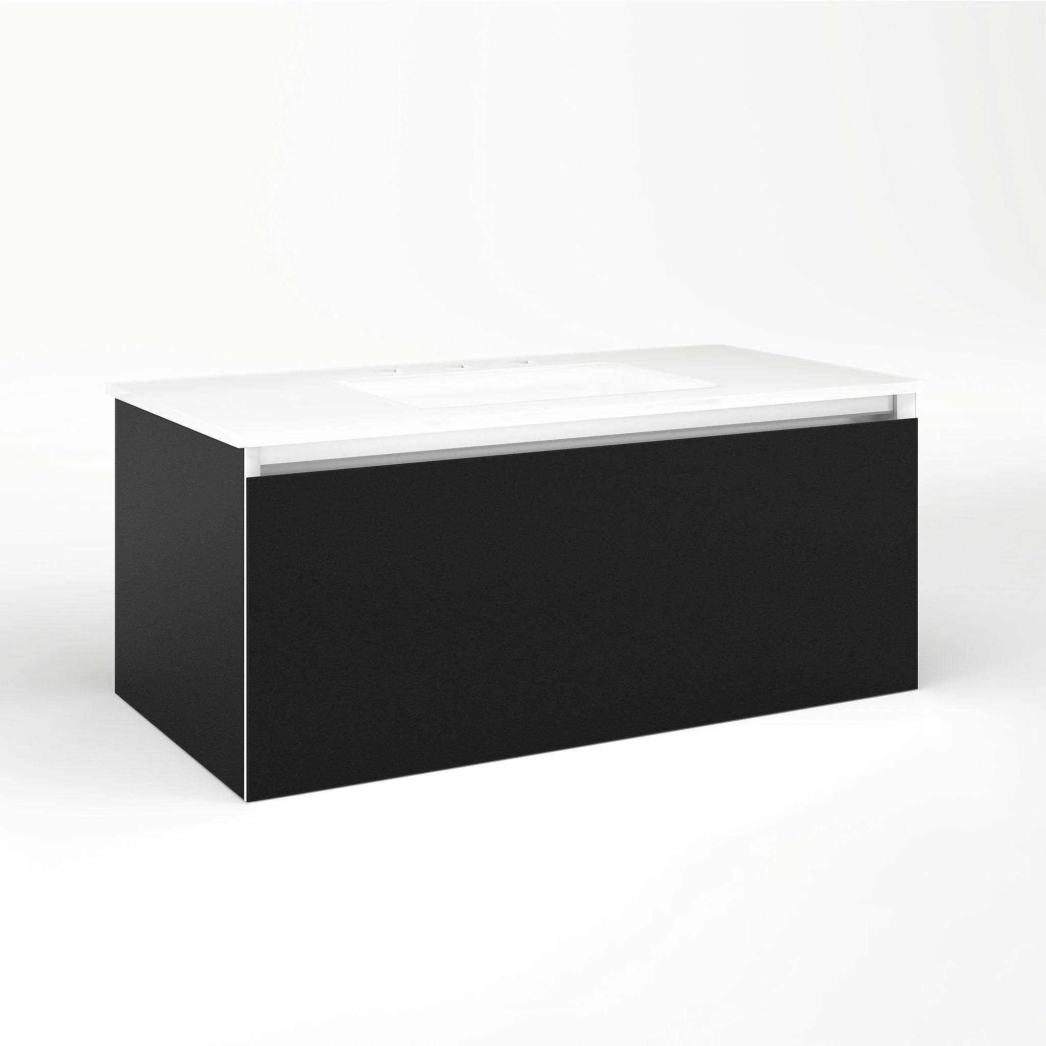 robern VM36H2D18F28N Cartesian Vanity, 36" x 15" x 18", Matte Black, Full Drawer, No Night Light