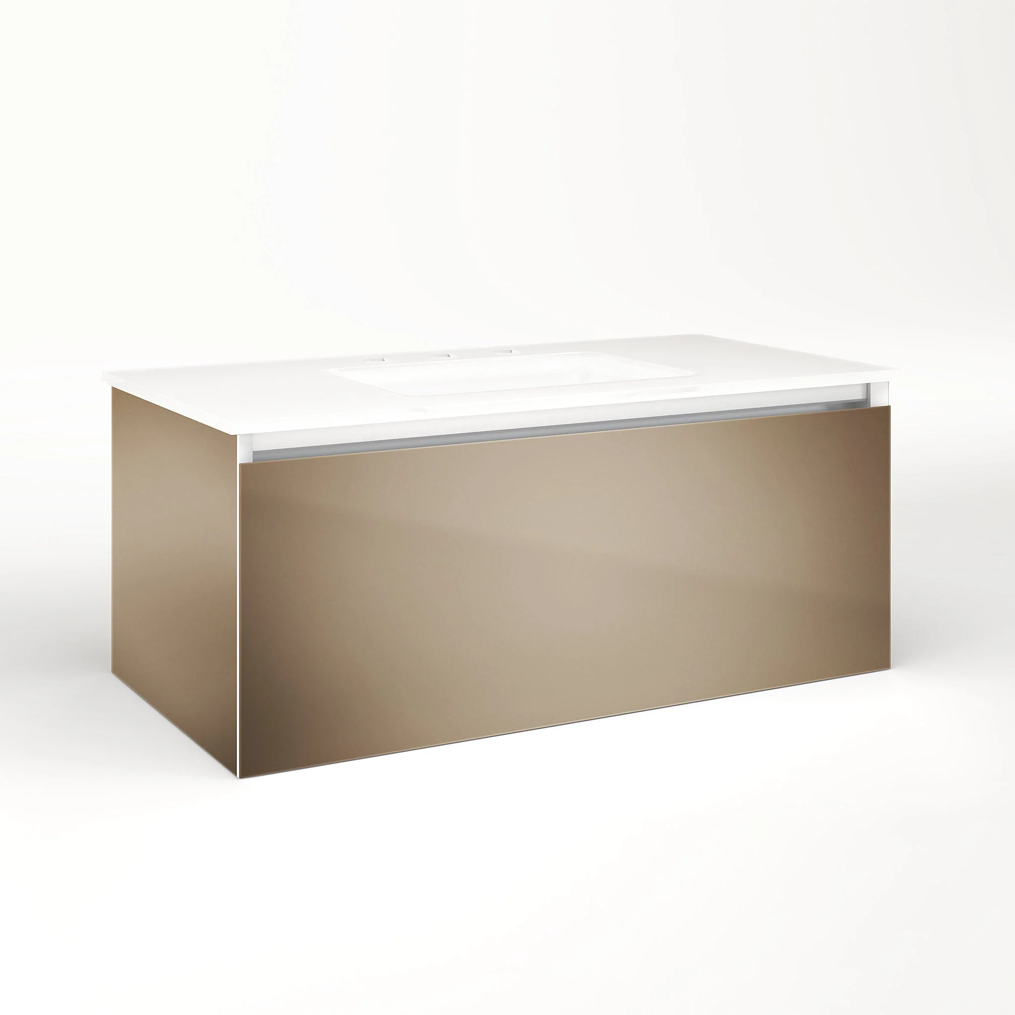 robern VM36H2D18P12N Cartesian Vanity, 36" x 15" x 18", Satin Bronze, Plumbing Drawer, No Night Light