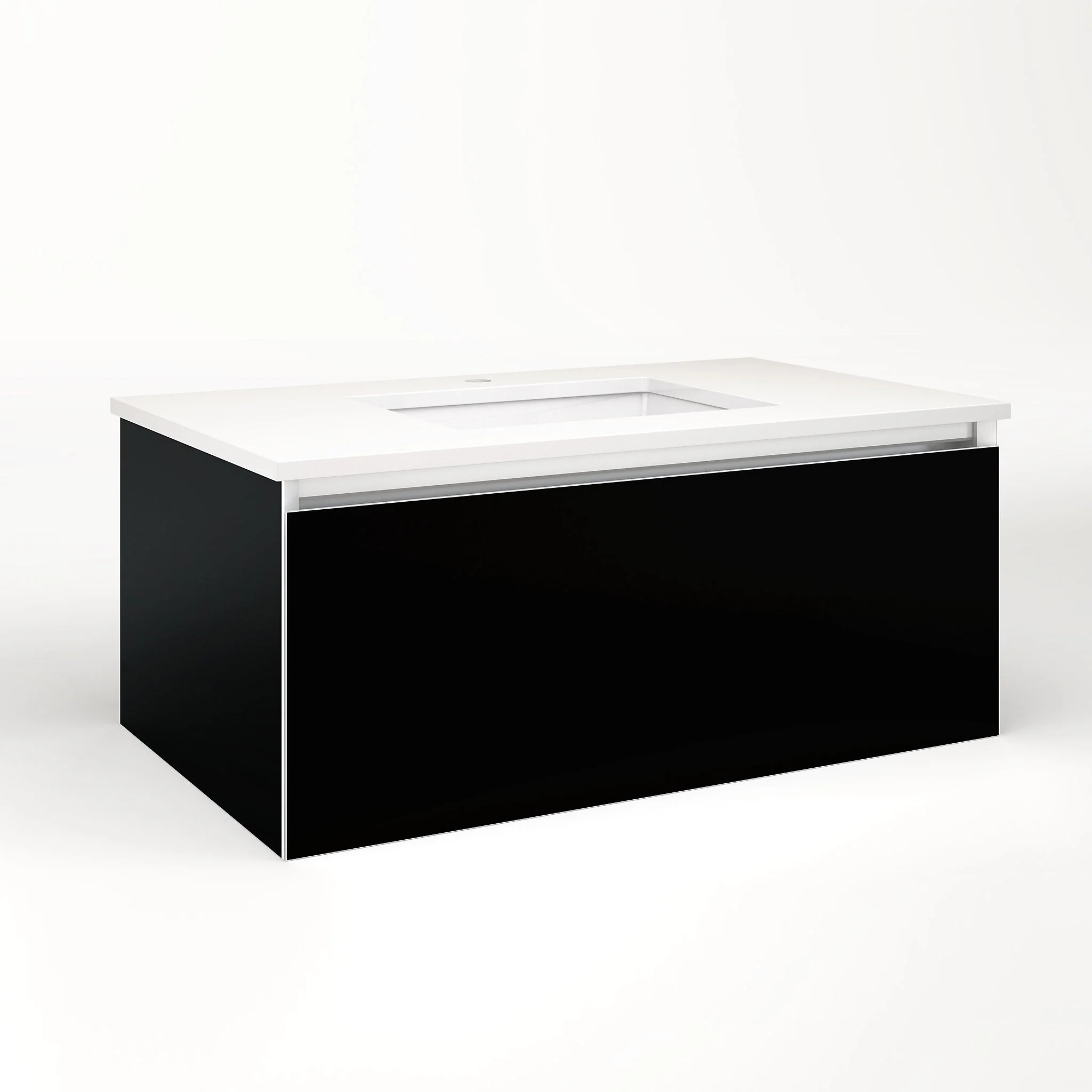 robern VM36H2D21P20S Cartesian Vanity, 36" x 15" x 21", Black, Plumbing Drawer, Selectable Night Light, 2700K/4000K Temperature (Warm/Cool Light)