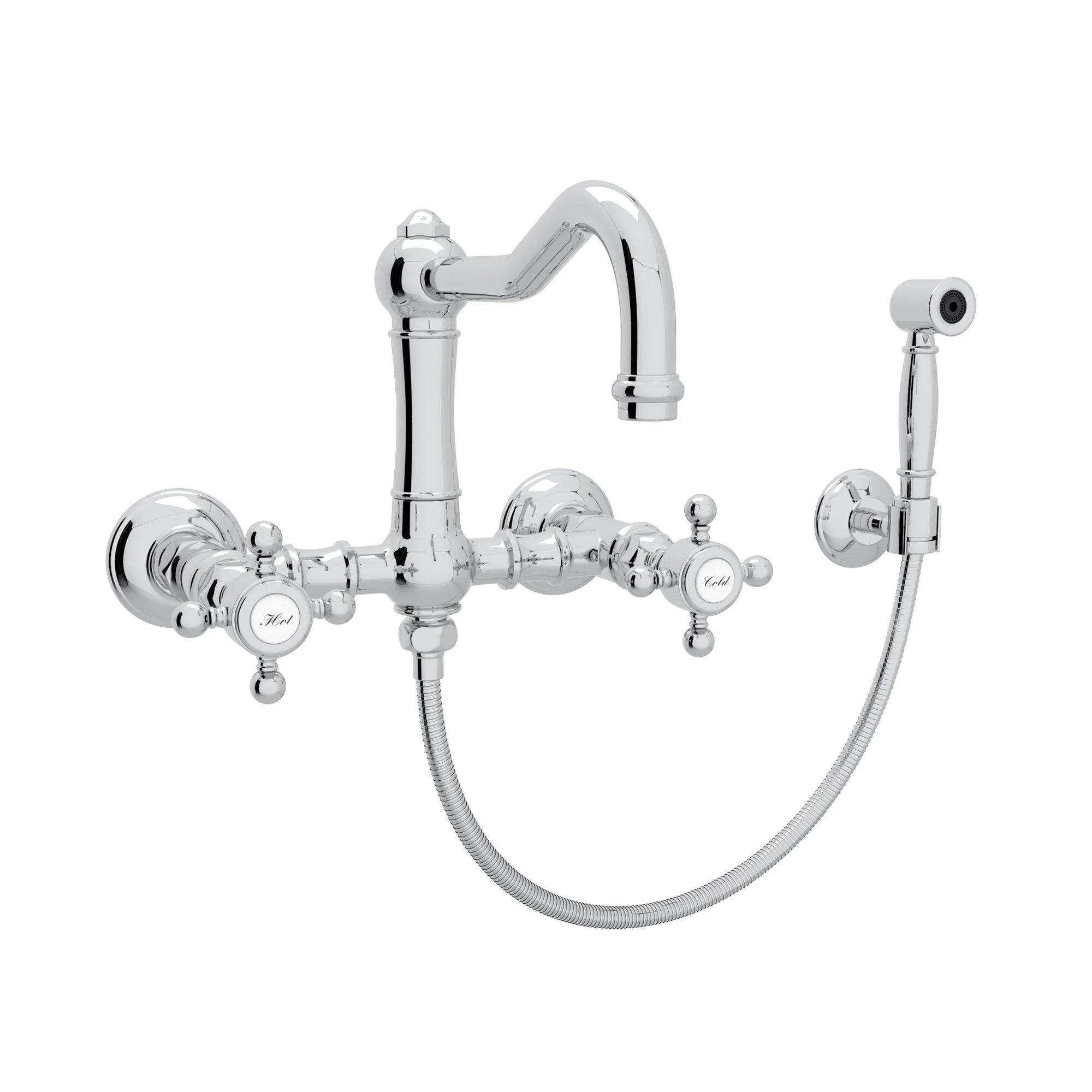 ROHL A1456WS Acqui® Wall Mount Bridge Kitchen Faucet With Sidespray And Column Spout