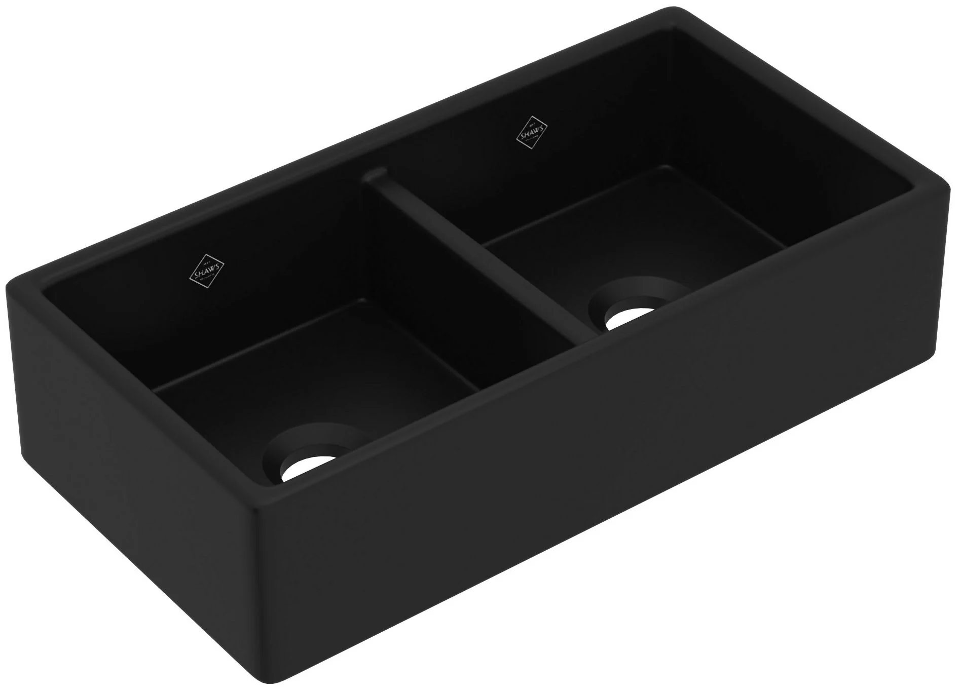 Shaws MS3518 35" Shaker Double Bowl Apron Front Fireclay Kitchen Sink - Image 3