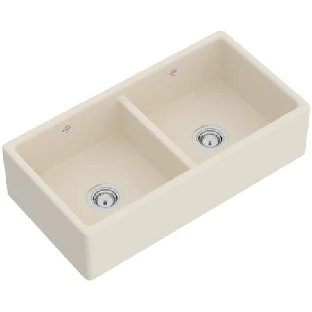 Shaws MS3518 35" Shaker Double Bowl Apron Front Fireclay Kitchen Sink - Image 4